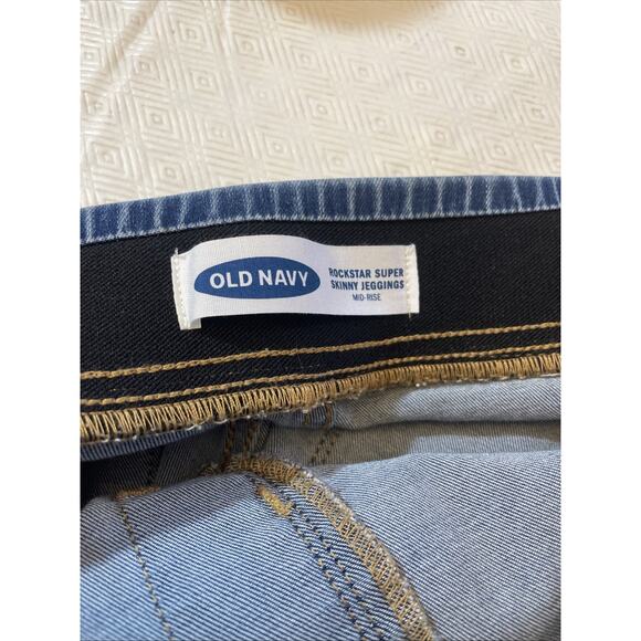 Blue Rockstar Super Skinny Jeggings Pull On Distressed Old Navy NWT Size 8 Jeans - Picture 6 of 8
